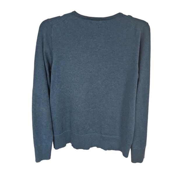 Croft & Barrow Artsy Pima Cotton Cardigan Sz Medium Embroidered Beaded Teal Blue - Picture 2 of 8